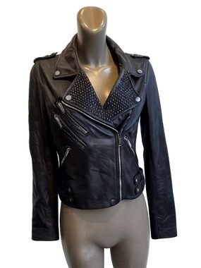 IKKS WOMEN lam leather biker moto jacket